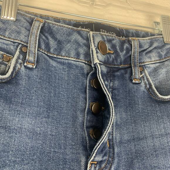 Boden‎ Jeans Womens 4P Straight Crop Raw Hem Stretch Denim Button Fly Petite - Picture 2 of 8
